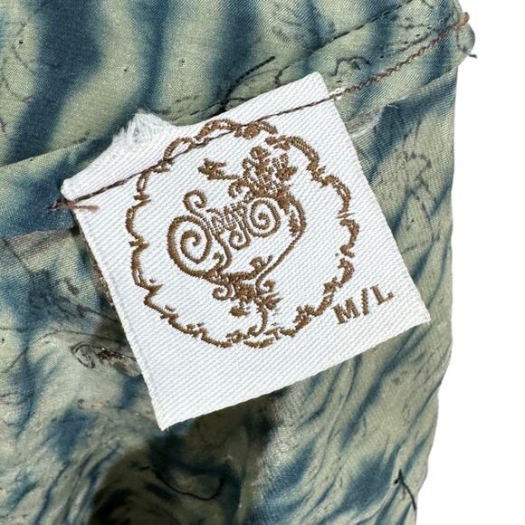 Vintage Y2K Tie Dye Embellished Silk Slip Dress Medium Blue Beaded 2000s Lace - Picture 8 of 9